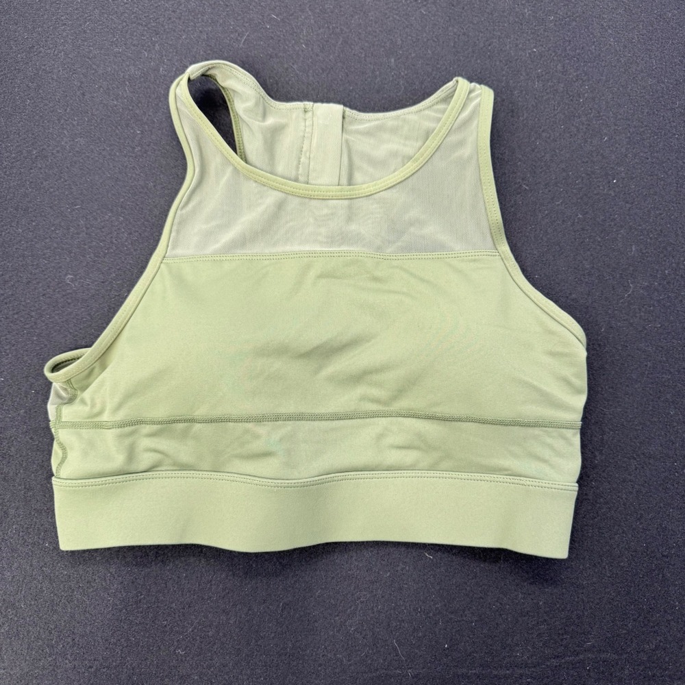 Zyia Active Sage Green Mesh High Neck Zipper Back Sports Bra XL